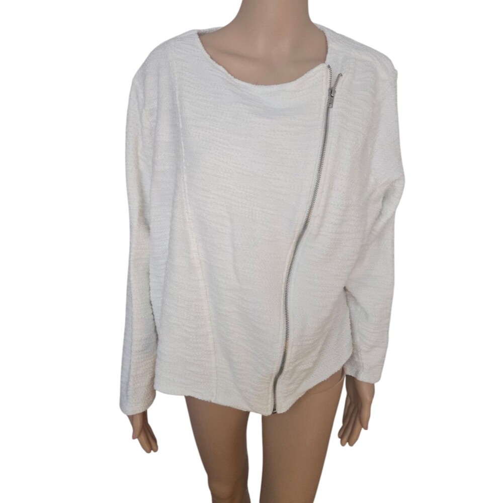 Como Vintage 2X white knitted full zip long sleeve jacket